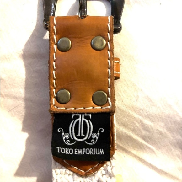 Brown and Turquoise Beaded Shell Belt Size S main image 5